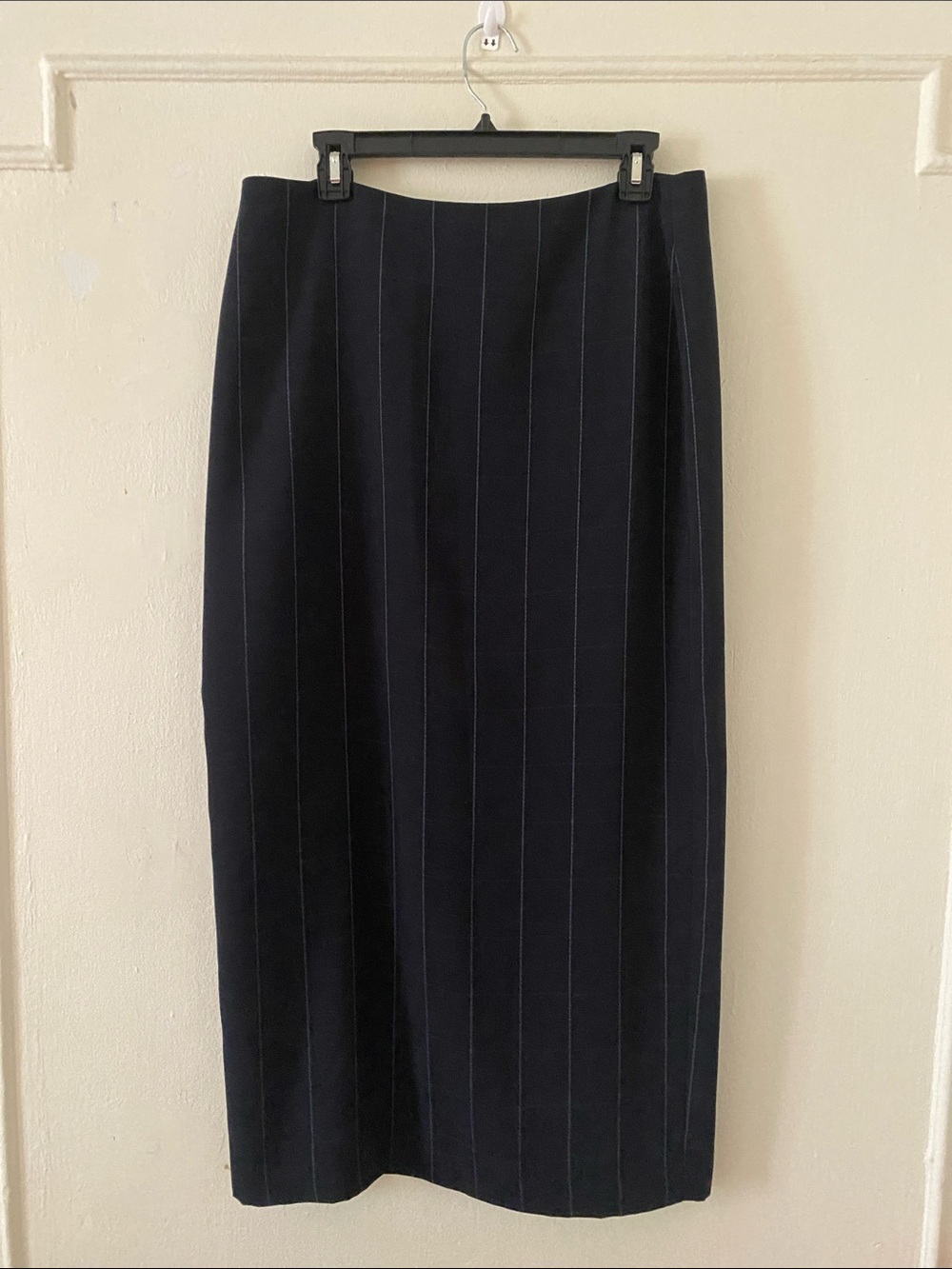 Navy Pinstripe Midi Skirt Size US 14